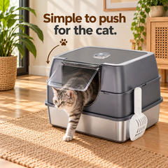 Kraftpaw enclosed stainless steel cat litter box, view 5